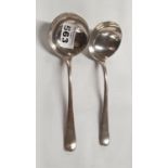 A very heave pair of Birmingham silver sauce Ladles Fredrick Elkington.