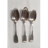 Three 19th Century Serving Spoons 1839 maker CC, 1826 retailed by John Twycross & another retailed