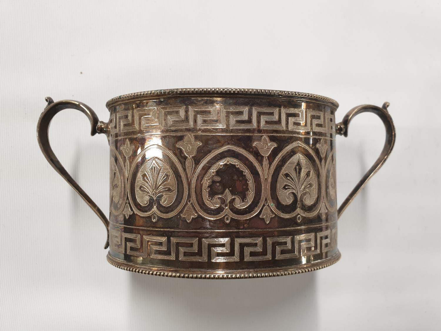 A lovely 19th Century silver plated Tea set with greek key design by Waterhouse Dublin. - Image 4 of 5