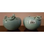 A pair of Chinese Pots. 12cm.