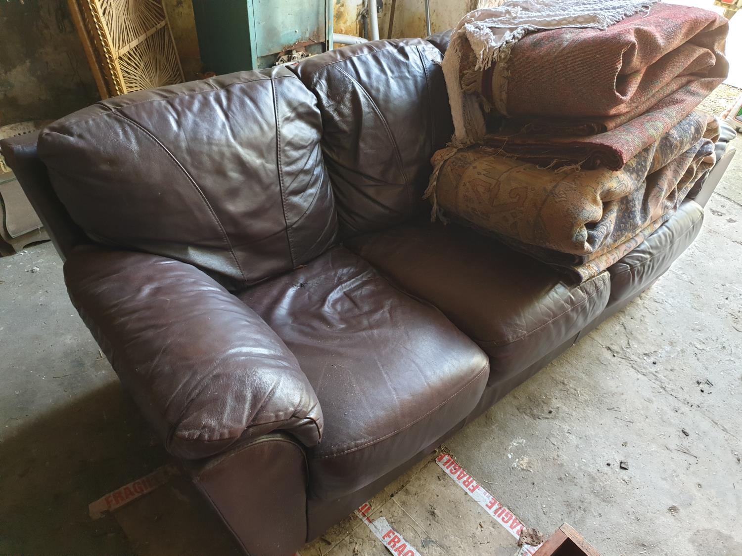 A leather Three Seater Couch. - Image 2 of 2