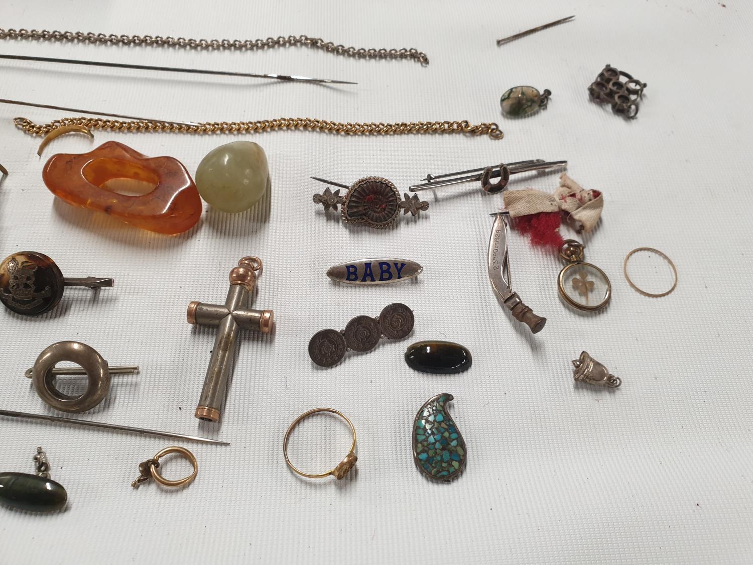 A quantity of Hat Pins, Brooches and other items, some silver and gold. - Image 3 of 3