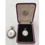 A silver ladies pocket Watch with a highly variegated case in a Depree & Young Ltd of Exeter box
