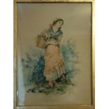 Two very good 19th Century Watercolours by A de Lisio of a Peasant Girls. 48cm (W) x 66 (H).