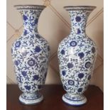 A fantastic pair of late 19th early 20th Century Cloisonne Vases with white ground and blue floral