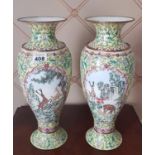 A fantastic pair of early 20th Century Cloisonne Vases with yellow ground and scenes of Deer