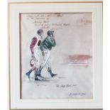 A Pen and Ink overpainted by K O'Sullivan. 'The long walk back'. Signed inscribed and dated 1986.