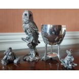 A group of Sterling Silver Animals along with a Mappin and Webb Bowl.