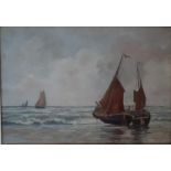 Attributed to Jacob Maris. (Dutch 1837-1899) An Oil on Canvas of fishing boats putting out to sea.