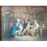 A set of four 19th Century Watercolours by J Wood (Scottish) of humorous cottage interior scenes