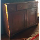 An early 19th Century Mahogany twin door Side Cabinet with a triple drawer top.Size W 122 x D 49 X H