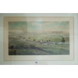 A 19th Century Coloured Print 'The Kildare' a gallop across Punchestown. Signed Gilles LL.