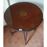 A lovely Edwardian Mahogany Circular Side Table with a galley base and highly carved top with a