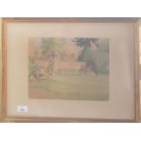 An early 20th Century Watercolour of a Garden scene with flowers in full bloom. Signed