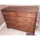 A Georgian Mahogany Chest of Drawers of superb quality with oval pull handles and canted reeded