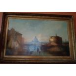 A 19th possibly 18th Century Oil on Canvas of Castlein. Indistinctly signed by Y Powell LL.