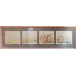 A four panel Collage Watercolour framed by Brid Ni Rinn