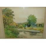 A 20th Century Watercolour 'In Ayrshire' by Ursula Mahon of a Country scene. Irish Watercolour