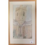 A 20th Century Watercolour of a Church by Stephen Rynne. Signed LR.