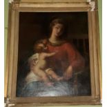 A 19th Century Oil on Canvas after a 16th Century Painting of The Madonna and Child. In a moulded