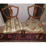 A pair of Edwardian Mahogany Inlaid Chairs.
