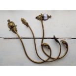 Three 19th Century Brass Curtain Ties.