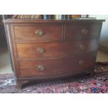 A really good Georgian Mahogany bow fronted Chest of Drawers. 122w x 50d x 84h cms.