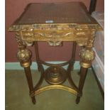 A pair of Gilt Side Tables with glass tops.