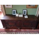 A 19th Century Mahogany Blanket Chest with a highly moulded front and simple plank finished top.