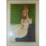 A Watercolour, Pencil and Crayon Portrait of M.C. by Brian Burke. Signed and dated LR. 74 x 110cm.