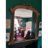 A fantastic 19th Century Gilt Overmantle Mirror with highly carved outline. 130w x 143h cms.