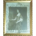 After the original. A 19th Century Print of Jane the wife of Sir Edward Morris Bart. Inscription