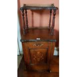 An Edwardian Rosewood Inlaid Side Cabinet with gallery top.