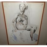 Sitting Nude. A Watercolour by William Martin Noyk. 14" x 10".