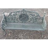 A really good large cast iron garden Bench with a classical moulded centre to the back.