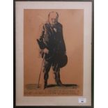 A mid 20th Century Coloured Print of Churchill with his great saying 'We shall never surrender'.