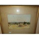 A late 19th early 20th Century Watercolour by Cyril Ward of stooks of corn.