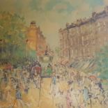 A very large Oil on Canvas of a Street Scene by Marie Carroll. Signed LR. 100 x 99cm.