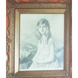 A very good signed Print of a Girl with a Harrods of Knightsbridge label verso.