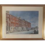 A large watercolour of a Dublin Street by Pete Hogan. Signed LR.