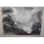 A Charcoal drawing of a 'Rising Wind' by Banks. Signed LR. 43 x 33cm.