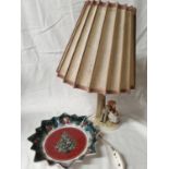 A Goebel Figural Table Lamp along with a Villeroy and Boch plate.