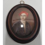 A 19th Century Miniature Oil on Ivory of a Man with a turban.