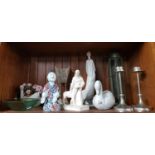 A good quantity of items on a shelf to include a Lladro Figure 'The Doctor'.