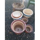 A large quantity of Stoneware Pots.