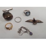 A quantity of Vintage Silver Jewellery along with a Platinum Ring and a 14ct Gold ring for scrap.