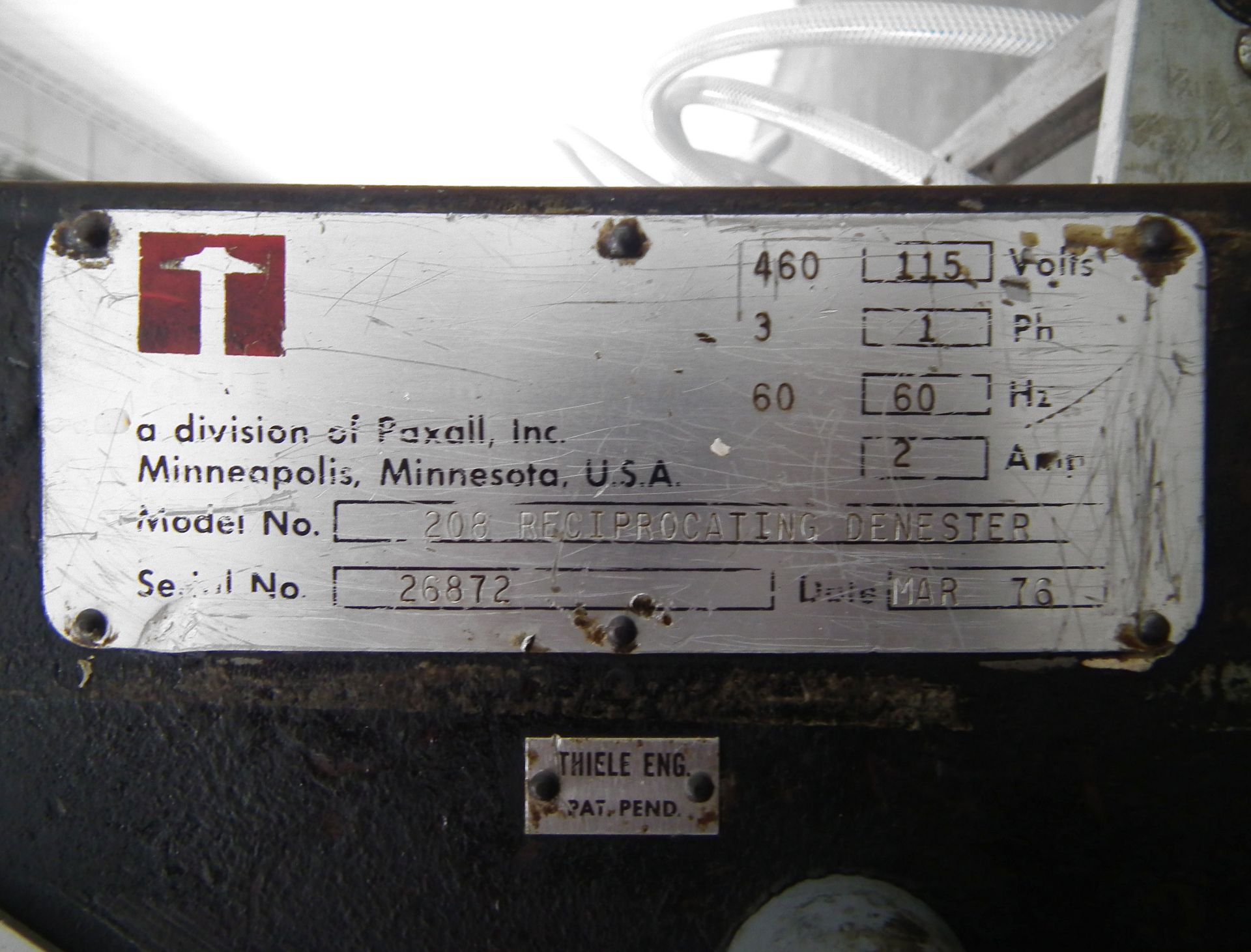 Thiele 208 Reciprocating Denester Vacuum Pump B1937 - Image 9 of 9