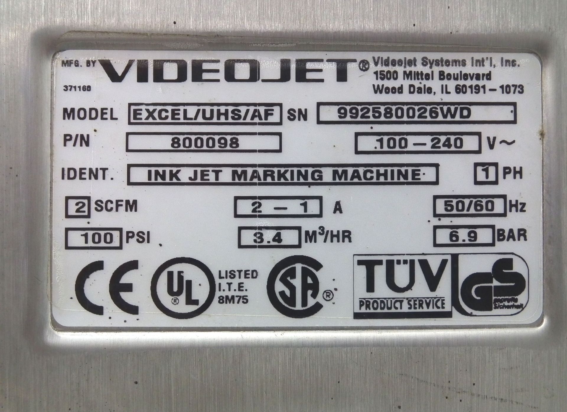 VideoJet Excel 170i Auto Flush Inkjet Coder A6474 - Image 11 of 11