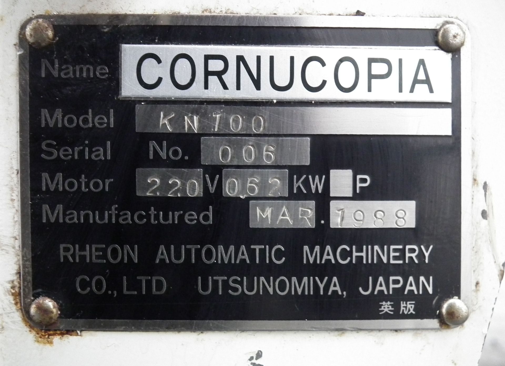 Rheon KN100 Cornucopia Encruster A8192 - Image 10 of 10