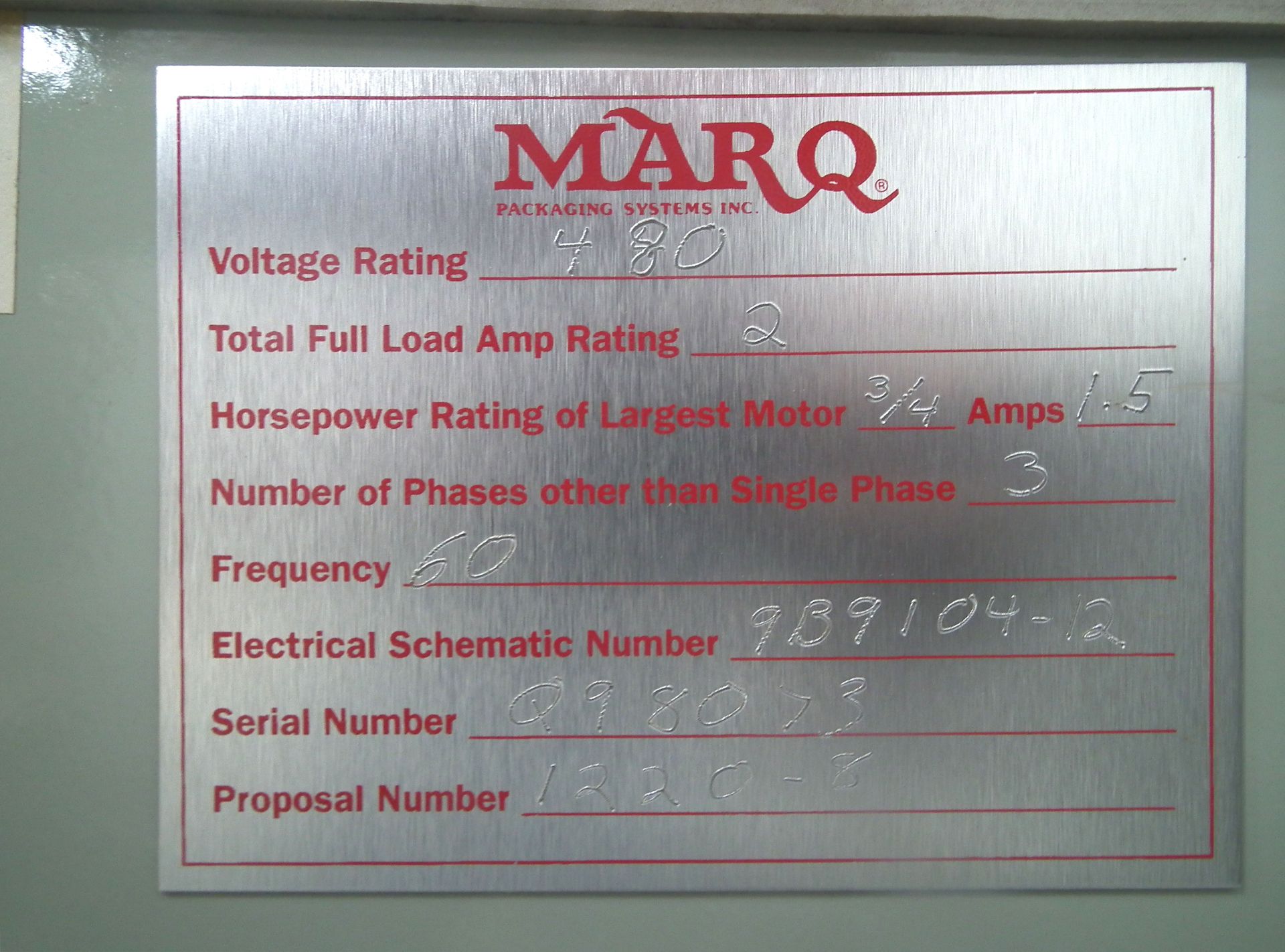 Marq Tuff HPE-NS-MF/RH/DL Bottom Tape Case Erector A9697 - Image 13 of 15